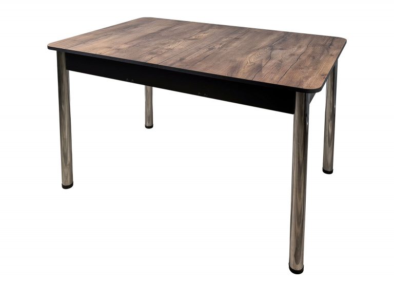 Стол Премьер раздвижной 170 x 90 (+50) см / R40 / ЛДСП Таксония тёмная / Опора 4 Хром РУСТ